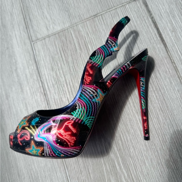 Christian Louboutin Multicolor Peep-Toe Heels - Picture 1 of 4